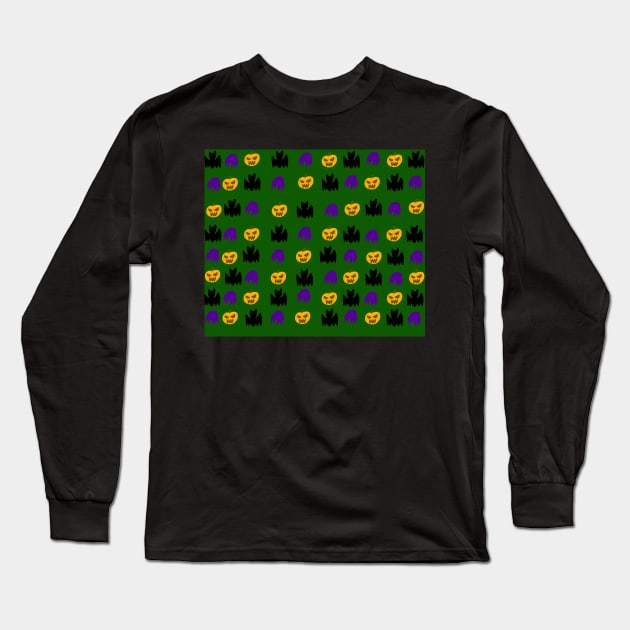 Halloween Pattern Long Sleeve T-Shirt by CactusMonsters